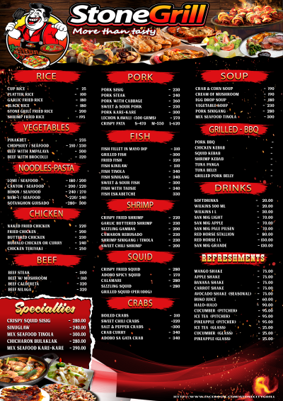 Stone Grill Full Menu